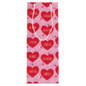 Sac Cadeau Pour Bouteille Pretty Love Heart Custom Text Modern Valentines (Dos)