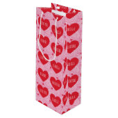 Sac Cadeau Pour Bouteille Pretty Love Heart Custom Text Modern Valentines (Devant Angle)