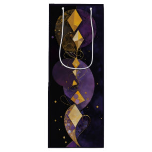 Sac Cadeau Pour Bouteille Purple Abstrait et or