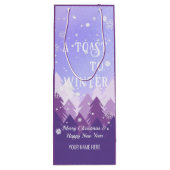 Sac Cadeau Pour Bouteille Purple Blanche Neige Paisible Forêt Noël (Dos)
