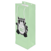 Sac Cadeau Pour Bouteille Raccoon Baby shower vert (Dos Angle)
