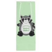 Sac Cadeau Pour Bouteille Raccoon Baby shower vert (Dos)