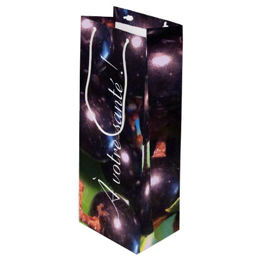 Sac Cadeau Pour Bouteille Raisins de vin (Devant Angle)
