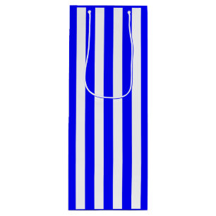 Sac Cadeau Pour Bouteille Rayure Bleue et Blanche