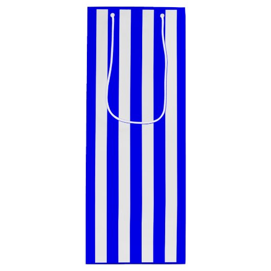 Sac Cadeau Pour Bouteille Rayure Bleue et Blanche (Devant)