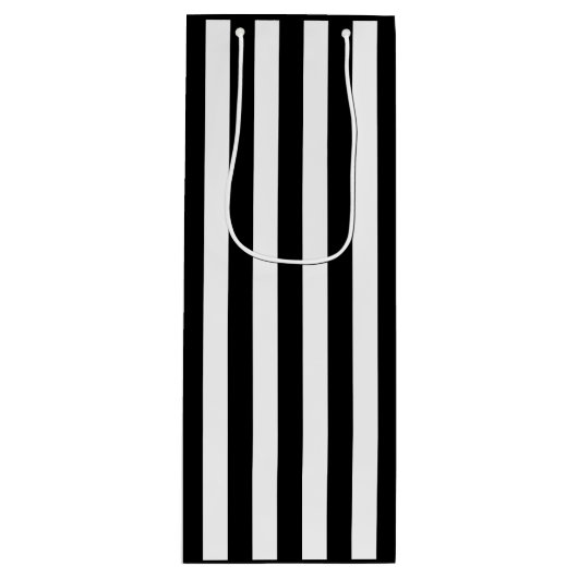 Sac Cadeau Pour Bouteille Rayure noir et blanc (Devant)