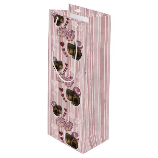 Sac Cadeau Pour Bouteille Rayures de truffe (Devant Angle)