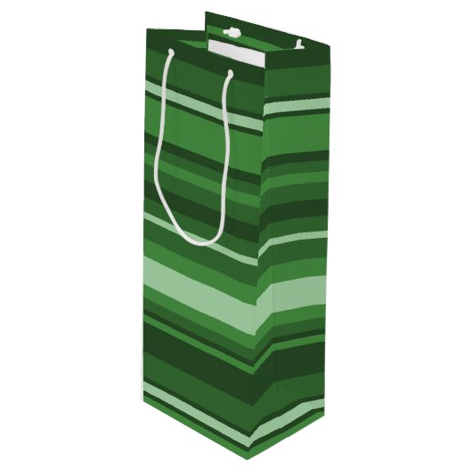 Sac Cadeau Pour Bouteille Rayures vertes (Devant Angle)