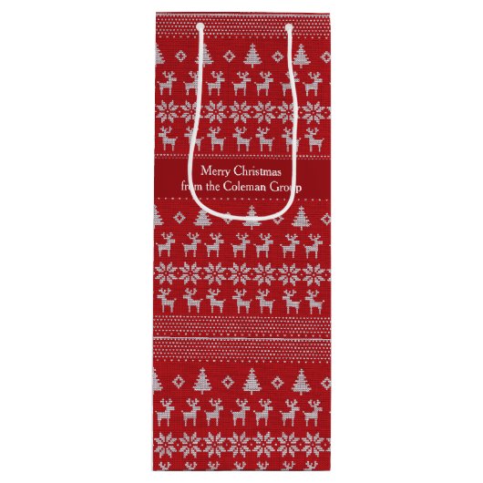 Sac Cadeau Pour Bouteille Red Christmas Reindeer Custom Business Holiday (Devant)