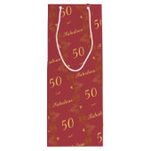Sac Cadeau Pour Bouteille Red Gold moderne 50 Fabuleux anniversaire (Dos)