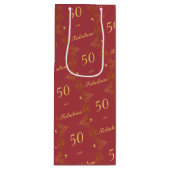 Sac Cadeau Pour Bouteille Red Gold moderne 50 Fabuleux anniversaire (Devant)
