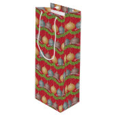 Sac Cadeau Pour Bouteille RED Joyeux motif de boules de Noël (Devant Angle)