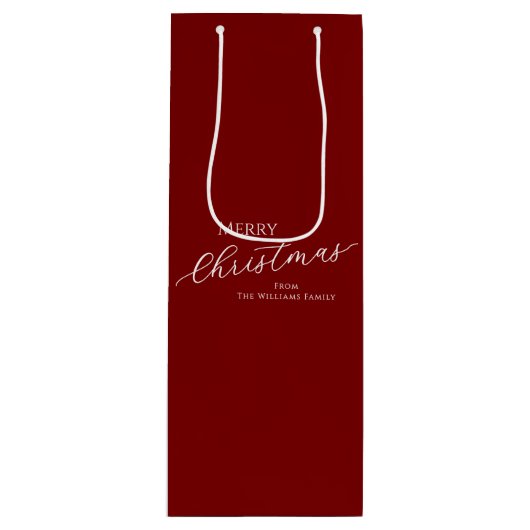 Sac Cadeau Pour Bouteille Red Modern Minimalist Merry Christmas (Devant)