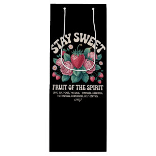 Sac Cadeau Pour Bouteille Restez doux Fruit de l'Esprit Christian Strawberr