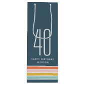 Sac Cadeau Pour Bouteille Retro Moderne Arc-en-ciel rayures Anniversaire 40e (Devant)