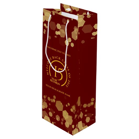 Sac Cadeau Pour Bouteille Réunion de classe du collège Red & Gold School (Devant Angle)