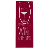 Sac Cadeau Pour Bouteille Rêver d'un Noël de vin | Vacances Rouge et Blanc (Devant)