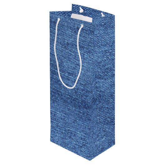 Sac Cadeau Pour Bouteille Revêtement bleu blanc Denim - Regarder l'image (Dos Angle)