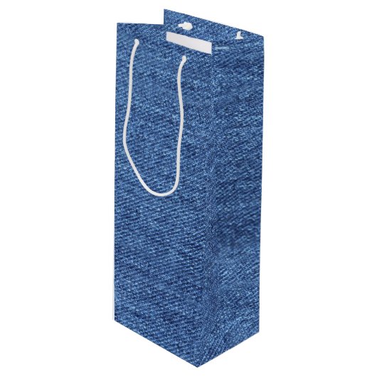 Sac Cadeau Pour Bouteille Revêtement bleu blanc Denim - Regarder l'image (Devant Angle)