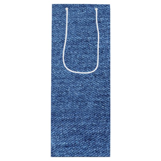 Sac Cadeau Pour Bouteille Revêtement bleu blanc Denim - Regarder l'image (Devant)