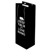 Sac Cadeau Pour Bouteille Rhino Lover Gift|Restez Calme Et Aimez Rhino (Devant Angle)