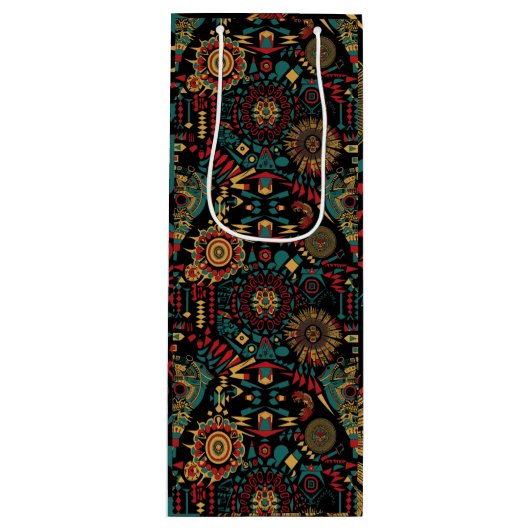 Sac Cadeau Pour Bouteille Riche Turquoise "Motifs inspirés par le patrimoine (Devant)