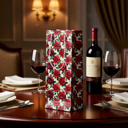 Sac Cadeau Pour Bouteille Romantic Roses Wine Gift Bag