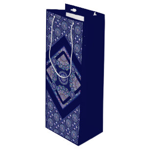 Sac Cadeau Pour Bouteille Rosace bleue