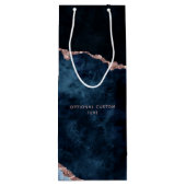 Sac Cadeau Pour Bouteille Rose bleu de la marine Gold Agate Mariage Félicita (Dos)