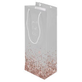 Sac Cadeau Pour Bouteille Rose Gold Blush Pink Parties scintillant Script Mo (Dos Angle)