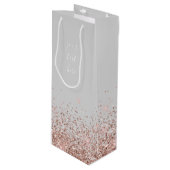 Sac Cadeau Pour Bouteille Rose Gold Blush Pink Parties scintillant Script Mo (Devant Angle)