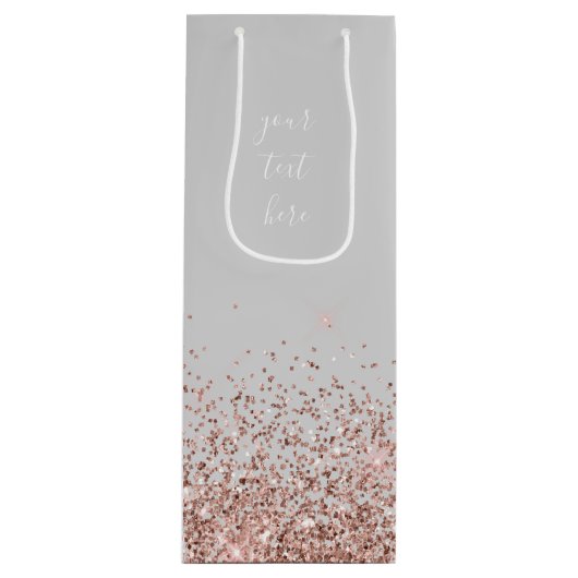 Sac Cadeau Pour Bouteille Rose Gold Blush Pink Parties scintillant Script Mo (Devant)