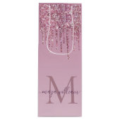 Sac Cadeau Pour Bouteille Rose Parties scintillant Lecteurs Monogramme Perso (Devant)