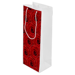 Sac Cadeau Pour Bouteille Roses Rouges Élégantes Valentines Jour Amour Beau