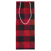 Sac Cadeau Pour Bouteille Rouge et noir À damiers plaid (Dos)