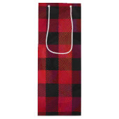 Sac Cadeau Pour Bouteille Rouge et noir À damiers plaid (Devant)