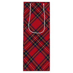 Sac Cadeau Pour Bouteille Royal Stewart tartan rouge noir plaid
