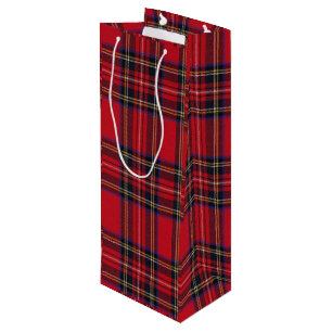 Sac Cadeau Pour Bouteille Royal Stewart tartan rouge noir plaid