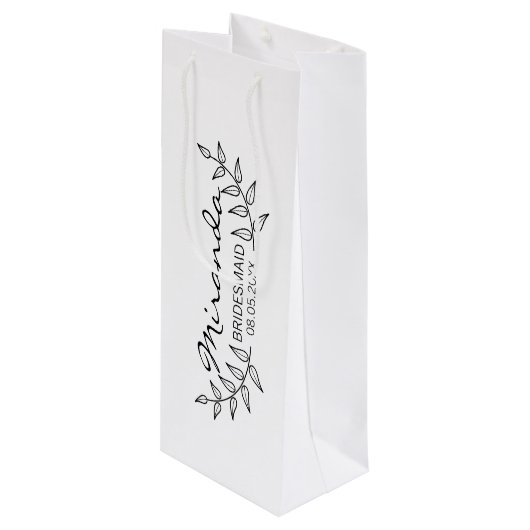 Sac Cadeau Pour Bouteille Rustic Laurels Bridesmaitres personnalisées (Devant Angle)