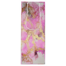 Sac cadeau en bouteille en marbre rose et or