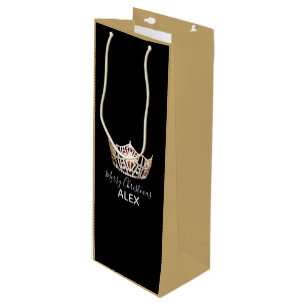 Sac Cadeau Pour Bouteille Sac-Noël en soie de cadeau de couronne d'or de