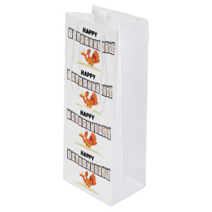 Sac Cadeau Pour Bouteille Sac/Sac cadeau en papier design Thanksgiving Blanc