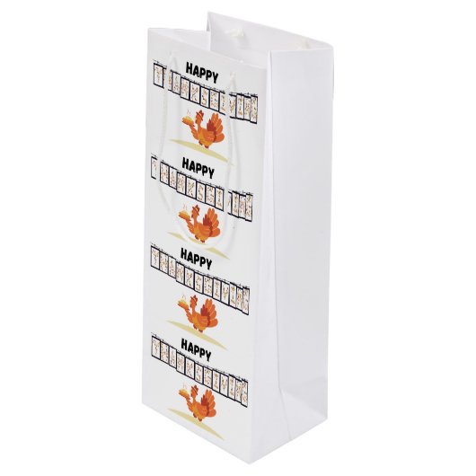 Sac Cadeau Pour Bouteille Sac/Sac cadeau en papier design Thanksgiving Blanc (Devant Angle)