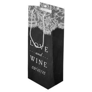 Sac Cadeau Pour Bouteille Sacs-cadeaux Chalkboard & Lace Collection Mariage