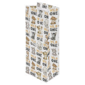 Sac Cadeau Pour Bouteille Safari Wild One Birthday Party (Dos Angle)