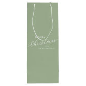 Sac Cadeau Pour Bouteille Sage Green Modern Minimalist Merry Christmas (Dos)