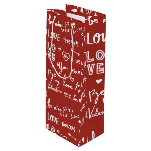 Sac Cadeau Pour Bouteille Saint Valentin (Devant Angle)