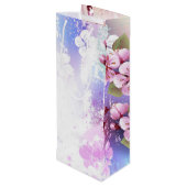Sac Cadeau Pour Bouteille Sakura rose sur la peinture Arrière - plan (Dos Angle)