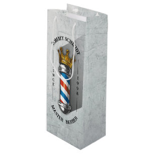 Sac Cadeau Pour Bouteille Salon de coiffure Barber Hair Shop King Crown Mât