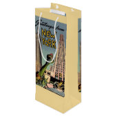 Sac Cadeau Pour Bouteille Salutation Retro New York City (Dos Angle)
